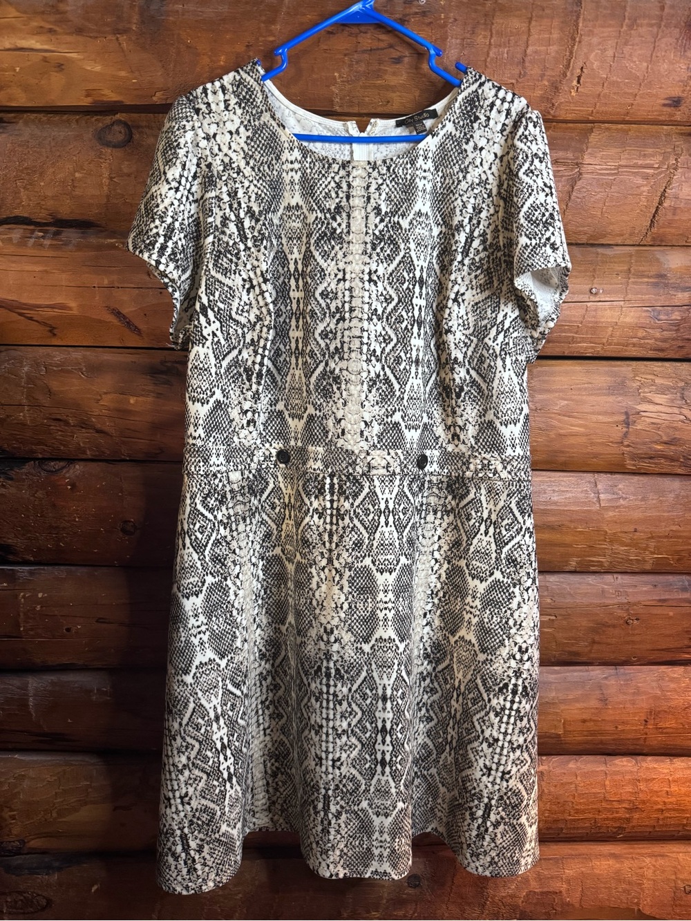 City Studio Black & White Snake-Print Dress